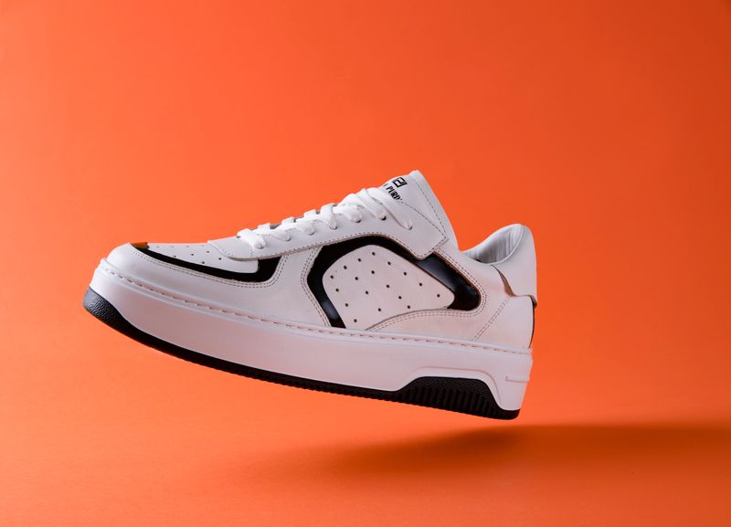 Clean white leather sneakers