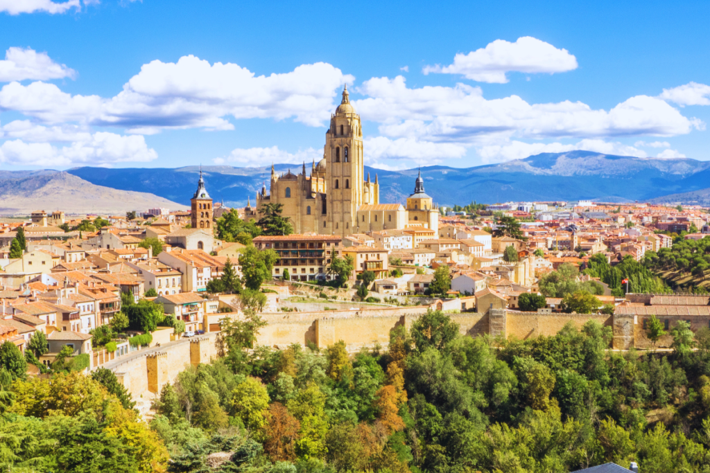 Aerial view of Segovia Spain, a beautiful town near Madrid