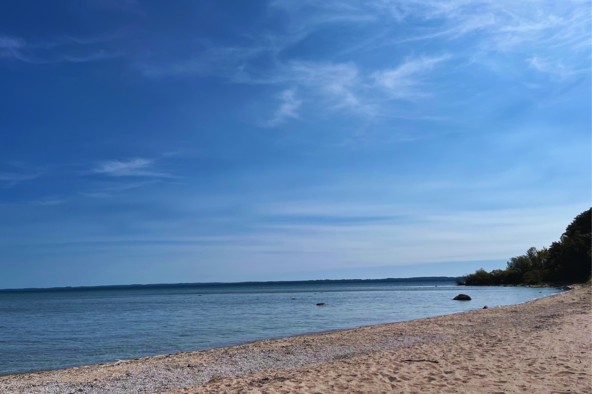 Empty beach in Traverse City. 