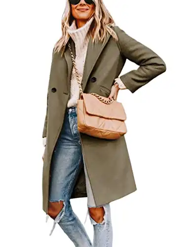 Hooever Women's Winter Wool Coat Casual Notch Lapel Single-Breasted Peacoat(Camel-XL)