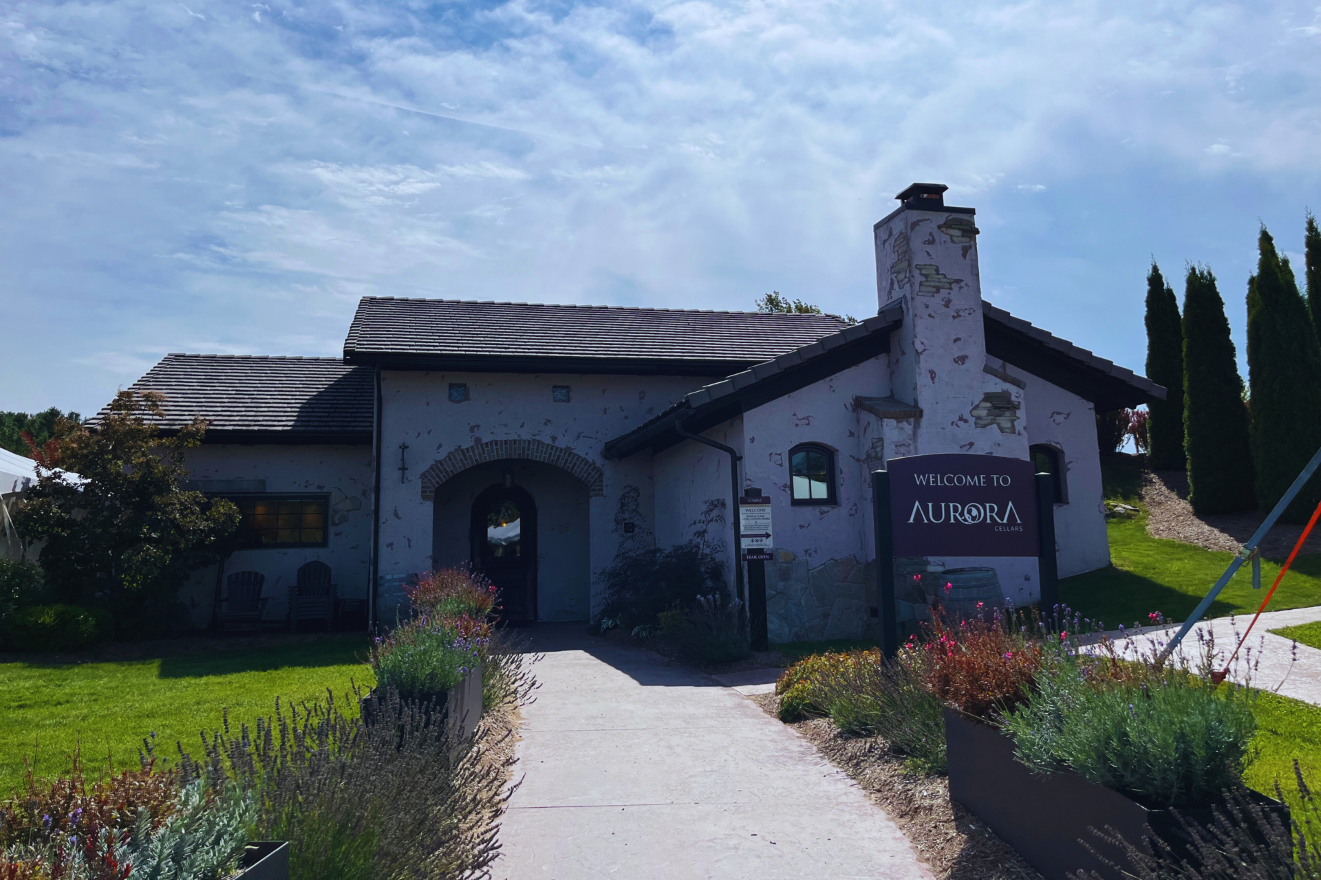 Exterior of Aurora Winery in Traverse City. 