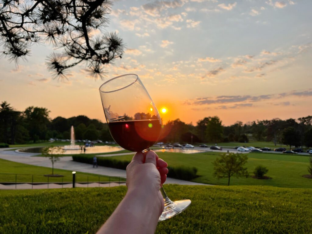 Wine tasting at sunset. 