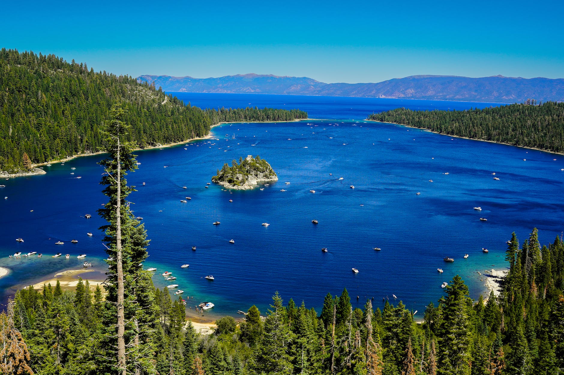 View of the emerald bay in emerald bay state park in california united states.